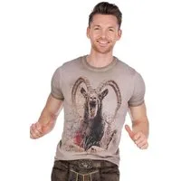 Almtracht® Trachtenshirt Trachtenshirt Herren - ALPENKING - beigebraun