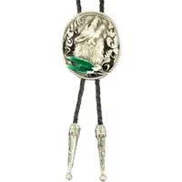 Westernlifestyle Krawatte Heulender Wolf Federn Bolo Tie Westernkrawatte