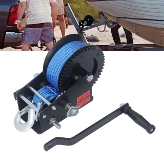 Heavy Duty Alloy Steel Hand Winch 3200lbs 2 Way Ratchet Anti Slip Handle Galvanized Surface Nylon Strap for Towing Lifti