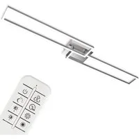 Briloner Leuchten LED Deckenleuchte 3145018 FRAME, CCT - über Fernbedienung, Nachtlichtfunktion, Timerfunktion, LED fest integriert, Neutralweiß, Kaltweiß, Warmweiß, Tageslichtweiß, Deckenlampe, 110x24,8x7,8cm, Chrom, 40W, Wohnzimmer, Schlafzimmer