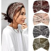 nsihing Haarband 4 Stück Haarband Damen, Elastische Stirnband Damen, 4-tlg., Rutschfest Haarbänder für Yoga, Kosmetik, Sport, Haarschmuck