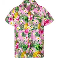 King Kameha Hawaiihemd Pineapple Flowers Funky Hawaii-Hemd Kurzarm Front-Tasche Unisex
