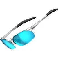 LuxusKollektion Sonnenbrille Sonnenbrille Herren Polarisiert Silberrahmen Blaue Linse Verspiegelt