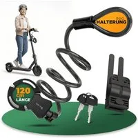 MIVELO Kabelschloss E-Scooter & Fahrrad Handschellenschloss 120 cm mit Halterung, 10 mm Stahlkern, nur 430 Gramm - maximale Flexibilität und Sicherheit