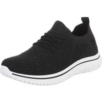 Ital-Design Bequemer Sneakers für Damen mit atmungsaktivem Obermaterial Sneaker (91554407) Flach Sneakers Low in Schwarz