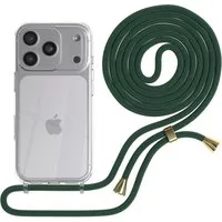 EAZY CASE Handykette Hülle mit Kette für Apple iPhone 17 Pro 6,3 Zoll, Kettenhülle zum Umhängen Tasche Handykordel Slimcover Grün