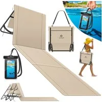 KESSER Gartenliege Strandmatte klappbar mit verstellbarer Rückenlehne max. 130 kg, 1 St., Strandliege mit Tragegurt, wasserdichter Handyhülle & Tragetasche, Sonnenliege faltbar für Strand, Garten & Terrasse Liegematte