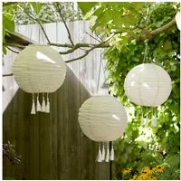 Lights4fun LED Laterne 3er Set Lucena Solar Lampions crème