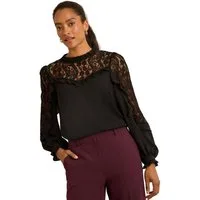 Love & Roses Langarmbluse Love & Roses Langärmelige Bluse mit Stickerei (1-tlg)