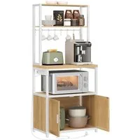 VASAGLE Standregal Küchenregal mit Steckdosen, Küchenschrank, 90 cm hoher Arbeitsplatte, Standregal mit 8 Haken, 40 x 60 x 170 cm
