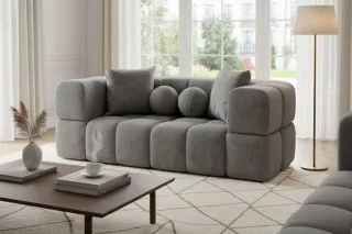 Sofa Designersofa VEGA 3-Sitzer in Stoff Egon Grau