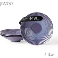 JIWOO Teller 4er Ø24,8cm, Salatteller Pastateller Frühstücksteller Dessertteller, (4 St), Keramik Hochwertiges Tellerset Lila Mikrowellen spülmaschinenfest