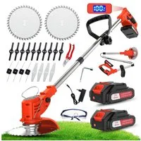 OUTIGO Akku-Rasentrimmer Akku Rasentrimmer, 2 Akkus und 4 Messertypen, (Set), Akku Rasentrimmer Akkurasenmäher