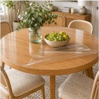Biofactur Tischdecke Tischfolie Rund Transparente Tischschutzfolie Glasklar 2 mm V Kante, Kratzfest, wasserabweisend, abwischbar, pflegeleicht, REACH-konform