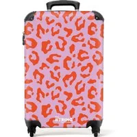 NoBoringSuitcases.com© Hartschalen-Trolley Rosa mit rotem Panther-Aufdruck 55x35x20cm, 4 Rollen, Handgepäck Koffer & Trolleys, Luggage, Reisekoffer Frauen