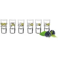 Sendez Schnapsglas 6 Schnapsgläser mit Sprüchen Schnaps Shots Stamper Wodkagläser, 6-tlg., Glas