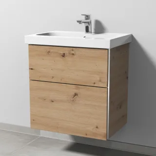 Sanipa 3way Waschtischunterbau zu Geberit iCon Light Waschtisch mit 2 Auszügen, Eiche Natural-Touch BR57185