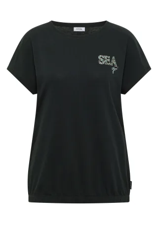 CECIL - T-Shirt mit Rundhals und Embroidery palm breeze green - Gr. - L