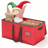 Salcar Aufbewahrungsbox Weihnachtskugel 128 Fächer Christbaumkugel Aufbewahrungstasche (128 St), 128 Fächer je 8cm, Doppelreißverschluss, Tragegriffe & Etikettenhalter