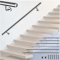 AICA Handlauf Handlauf Edelstahl, Treppengeländer, Wandhandlauf, Innen und Außen, 80 cm Gesamtlänge, (Packung), 304 Edelstahl Rostbeständigkeit
