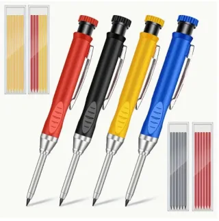 Refillable Carpenter Pencil Set Woodworking Marking Pen Deep Hole Marker High Precision Mechanical Pencil for Accurate C