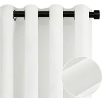Topfinel Vorhang Vorhang Wohnzimmer Leinenoptik Licht Filtern mit Ösen Halbtransparent, Ösen, halbtransparent, Voile Ösen Gardinen Weiß 140x145cm 2er Set Schlafz Balkon Wohnz