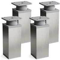 sossai® Möbelfuß Design-Möbelfüße, 4er & 8er Set, höhenverstellbar MFV1, Farbe: Inox/G, (4-St), Farbe: Inox/Grau