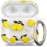 kwmobile Kopfhörer-Schutzhülle Hülle für Apple Airpods 4 Gelb Transparent, Weiche TPU Schutzhülle - Cover Case Zitronen Design