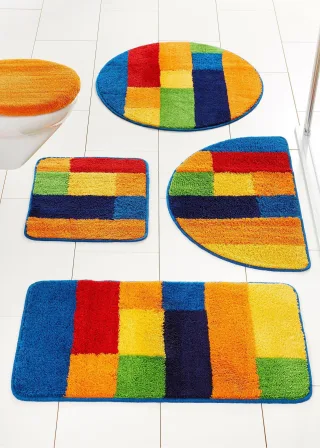bonprix Badematte in farbenfrohem Design, rot, Gr.150x150 cm, Diese Badgarnitur bringt farbenfrohen Badespaß
