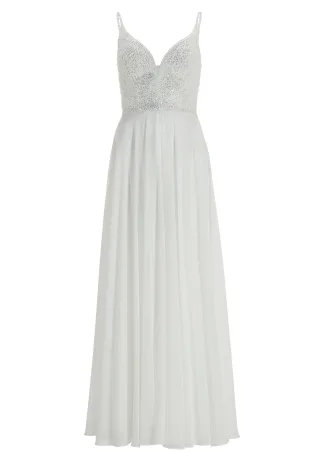 hey kyla - Abendkleid aus Materialmix ivory - Gr. - 34