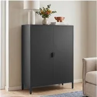 skølm Kommode Ituri aus Metall (Schwarz), Highboard mit 2 Einlegeböden, höhenverstellbare Füße
