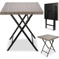 BRUBAKER Gartentisch Toskana - 58 x 58 cm Balkontisch wetterfest (1-St., Campingtisch eckig - Klapptisch für Balkon, Terrasse), Polyrattan und Metall Beistelltisch klappbar - Bistrotisch - Grau