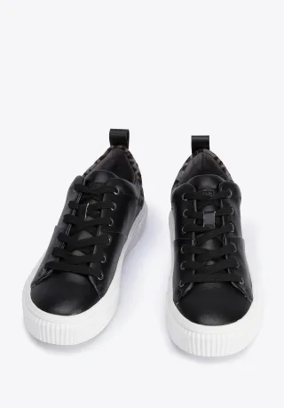 Wittchen Damen-Sneaker aus Leder mit Leopardenmuster, schwarzes Naturleder