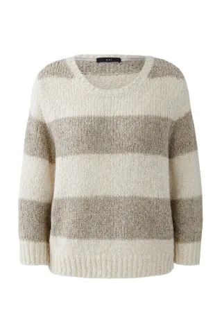 Oui - ESMY Pullover lt stone taupe - Gr. - 42