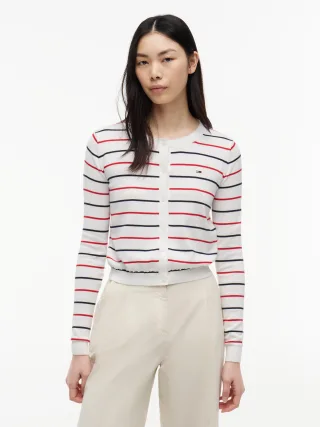 Tommy Jeans (PVH Group) - TJW ESS CREW NECK CARDIGAN Ecru/Multi Stripe - Gr. - S