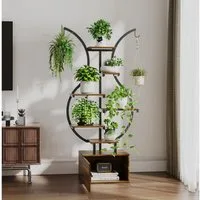 FUROKOY Blumenständer Pflanzenständer Pflanzenregal Blumenregal Outdoor Indoor, 6 Etagen,mit 2 Haken, für Balkon Deko Garten Wohnzimmer