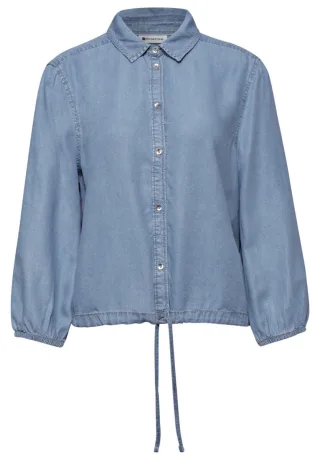 Street One - 3/4-Arm Hemdbluse im Denim-Look blau - Gr. - 34