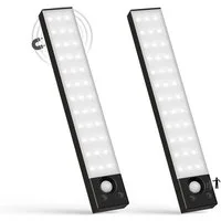 LQWELL LED Unterbauleuchte mit Bewegungsmelder, Dimmbar, Akku, USB-C Wiederaufladbar Schranklicht, LED fest integriert, Treppenlicht Nachttischlampe 22,5 cm, 1500 mAh, für Küche, Kleiderschrank, Schlafzimmer