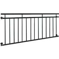 ECD Germany Brüstungsgeländer Französischer Balkon aus Edelstahl Balkongeländer Balkongitter, 184 cm Länge, 90 cm Höhe, Fenstergitter mit 14 Füllstäben Stabgeländer Geländer matt und rau