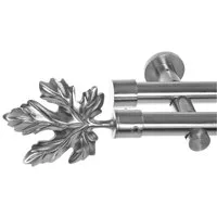 BASIT Gardinenstange Edelstahloptik 20mm mit Wandträgern 120 cm E35, Ø 20 mm, 2-läufig, verschraubt, Metall, H41 120 cm E35 Blatt
