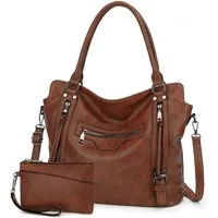 TAN.TOMI Handtasche Damen Shopper - Set Schultertasche Henkeltasche Umhängetasche, Mit abnehmbarem Schultergurt für Büro Schule Einkauf Reise