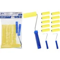 Koopman Farbroller Maler Lackierer 12 Teile Set Rollen Handwerker Gelb (Set, 12-St., Packung), 12tlg Set, 10 Rollen, 2 Farbroller, auch für Lacke, Schwammwalze
