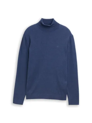 Tom Tailor - Rollkragenpullover aus Baumwolle ocean blue melange - Gr. - XXXL