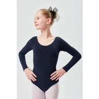 tanzmuster Body Ballettbody Lilly aus weichem Baumwollmischgewebe Langarm Trikot fürs Kinder Ballett