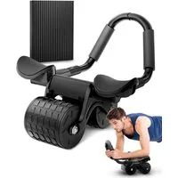 NEOLYMP Bauchmuskelmaschine Bauchtrainer - gezieltes Training der Bauchmuskeln- Bauchmuskeltrainer (Set, Bauchroller, Unterlage für die Knie, 3 Räder - individuell anpassbar), Rutschfest und Stabil, gepolsterte Griffe, Hält bis zu 150kg stand