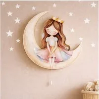 COZYCOLLECTIONS LED Wandleuchte Prinzessin sitzt auf Mond LED-Wandnachtlicht, LED, Warmweiß, Montessori-inspiriertes Prinzessinnenlicht für Traumrituale