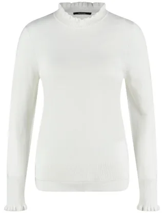 TAIFUN - Pullover mit Stehkragen beige/weiß - Gr. - 44