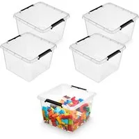 Kreher Aufbewahrungsbox Simple Store Box 25 Liter mit Deckel und Griffmulden (5 St)