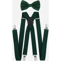 axy Hosenträger Herren Hosenträger mit Fliege Set (2-St., 2er Set) 4 Stabile Clips X-Form 2,5cm Breit verstellbar und elastisch