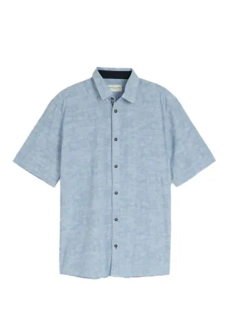 Tom Tailor - Comfort Fit Kurzarmhemd mit Muster blau - Gr. - XL